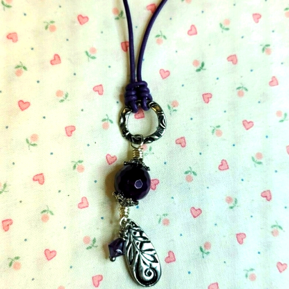 **PRICE DROP**Purple Leather Necklace!